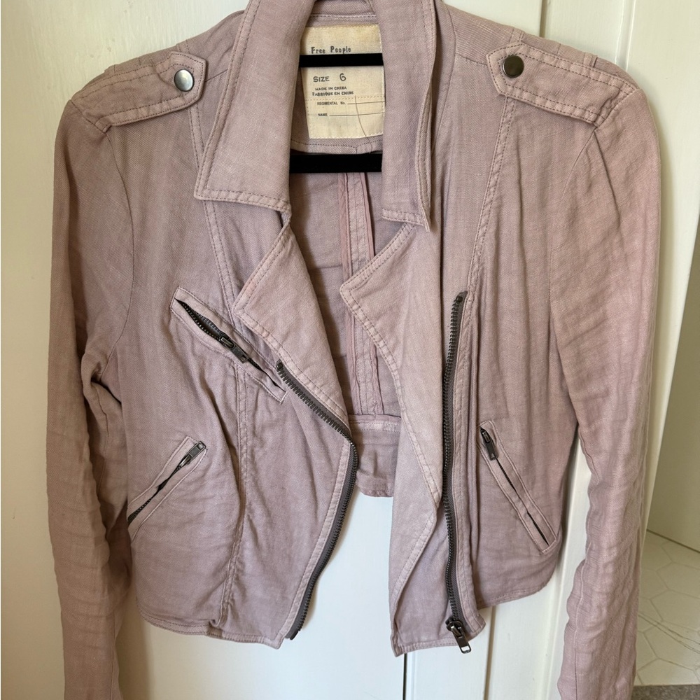 Free People Linen Moto Jacket